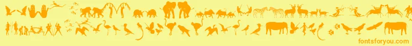 フォントFontsOfAfrikaSample – オレンジの文字が黄色の背景にあります。