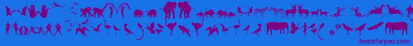 フォントFontsOfAfrikaSample – 紫色のフォント、青い背景