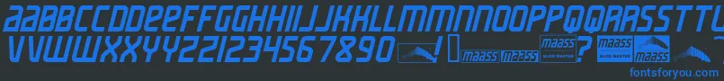 MaassSlicerItalic Font – Blue Fonts on Black Background