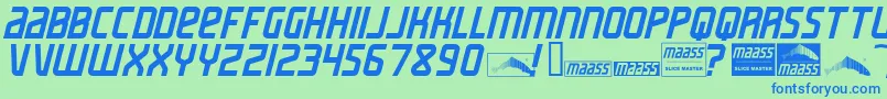 MaassSlicerItalic Font – Blue Fonts on Green Background