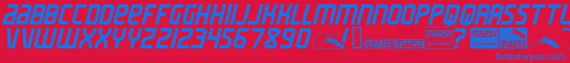 MaassSlicerItalic Font – Blue Fonts on Red Background