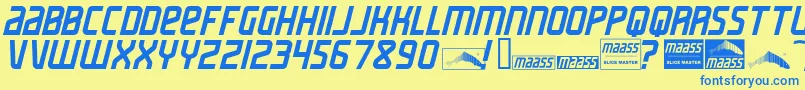 MaassSlicerItalic Font – Blue Fonts on Yellow Background