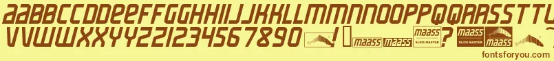 MaassSlicerItalic Font – Brown Fonts on Yellow Background