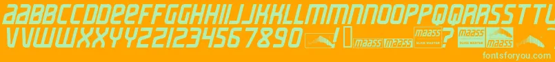 MaassSlicerItalic Font – Green Fonts on Orange Background