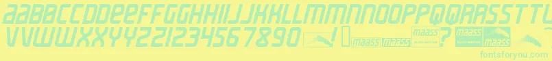 MaassSlicerItalic-fontti – vihreät fontit keltaisella taustalla
