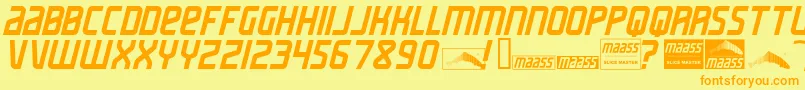 En savoir plus sur la police MaassSlicerItalic Police MaassSlicerItalic – polices orange sur fond jaune