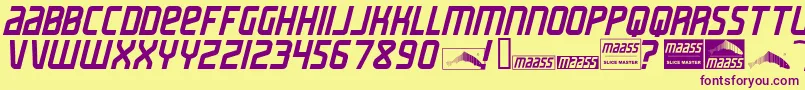 MaassSlicerItalic Font – Purple Fonts on Yellow Background