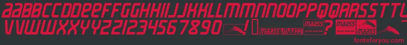 MaassSlicerItalic Font – Red Fonts on Black Background