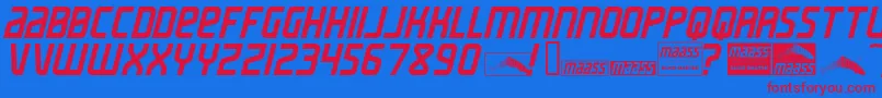 MaassSlicerItalic Font – Red Fonts on Blue Background