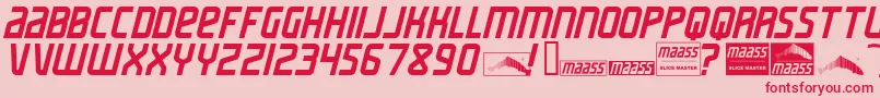 MaassSlicerItalic Font – Red Fonts on Pink Background