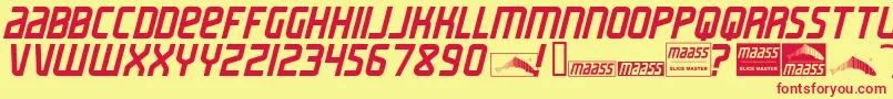Más sobre la fuente MaassSlicerItalic fuente MaassSlicerItalic – Fuentes Rojas Sobre Fondo Amarillo