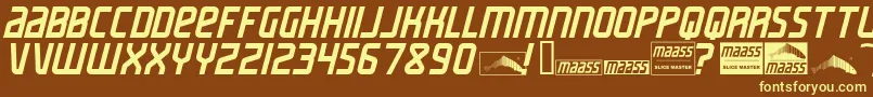 MaassSlicerItalic Font – Yellow Fonts on Brown Background