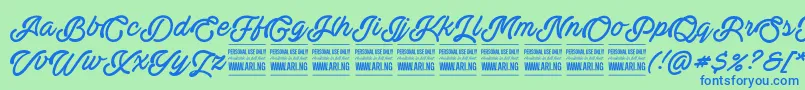 ActoniaPersonal Font – Blue Fonts on Green Background