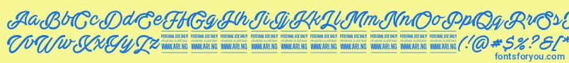 ActoniaPersonal Font – Blue Fonts on Yellow Background