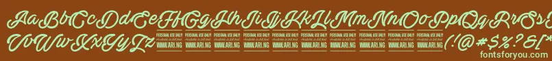 ActoniaPersonal Font – Green Fonts on Brown Background