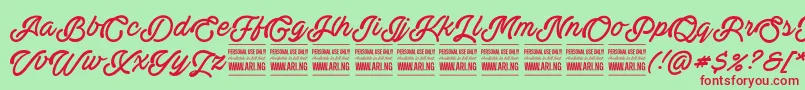 ActoniaPersonal Font – Red Fonts on Green Background