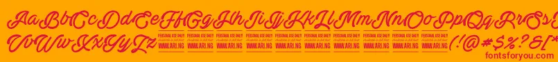 ActoniaPersonal-Schriftart – Rote Schriften auf orangefarbenem Hintergrund