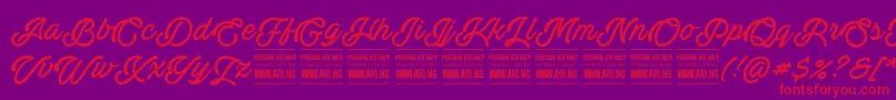 ActoniaPersonal Font – Red Fonts on Purple Background