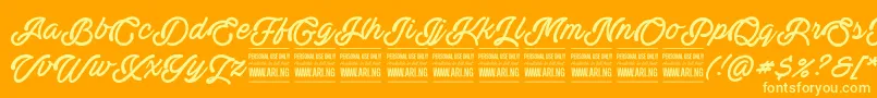 ActoniaPersonal Font – Yellow Fonts on Orange Background