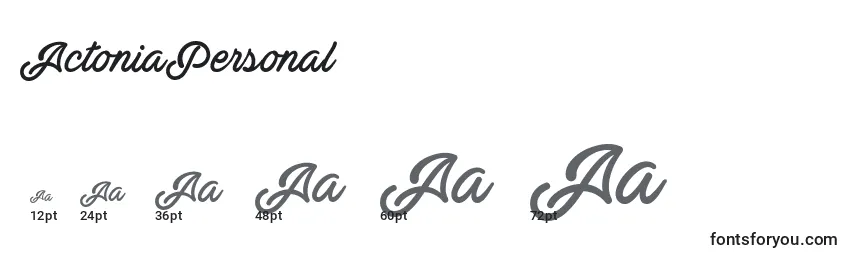 Размеры шрифта ActoniaPersonal