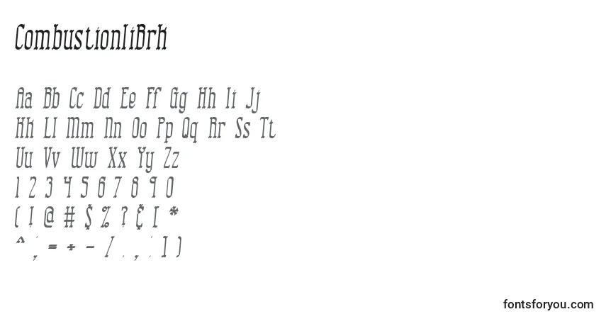 Czcionka CombustionIiBrk – alfabet, cyfry, specjalne znaki