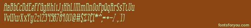 フォントCombustionIiBrk – 緑色の文字が茶色の背景にあります。