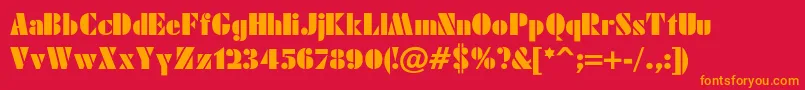 フォントJensenBold – 赤い背景にオレンジの文字