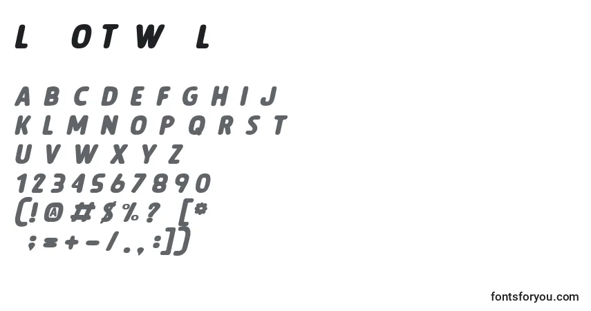 A fonte LegendOfTheWhiteLion – alfabeto, números, caracteres especiais