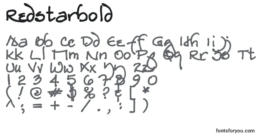 Czcionka Redstarbold – alfabet, cyfry, specjalne znaki