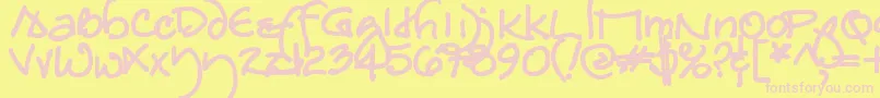 Redstarbold-Schriftart – Rosa Schriften auf gelbem Hintergrund