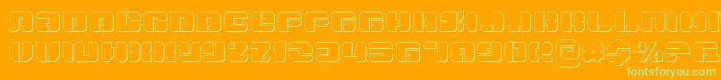 DanStargateOutline-Schriftart – Grüne Schriften auf orangefarbenem Hintergrund