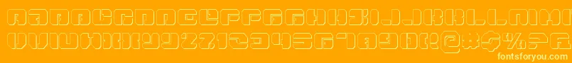 DanStargateOutline-Schriftart – Gelbe Schriften auf orangefarbenem Hintergrund