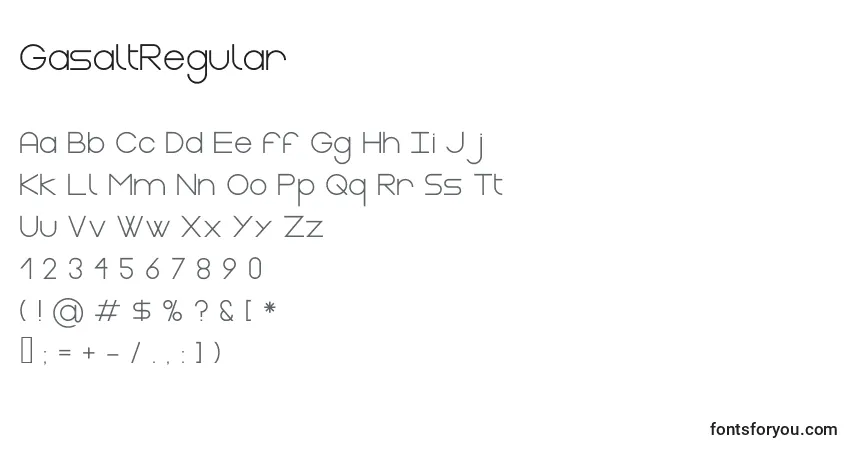 Schriftart GasaltRegular – Alphabet, Zahlen, spezielle Symbole
