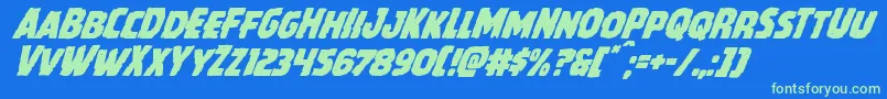 Howlinmadsuperital Font – Green Fonts on Blue Background