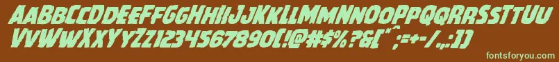 Howlinmadsuperital-fontti – vihreät fontit ruskealla taustalla