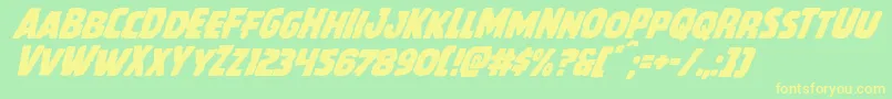 Howlinmadsuperital-Schriftart – Gelbe Schriften auf grünem Hintergrund