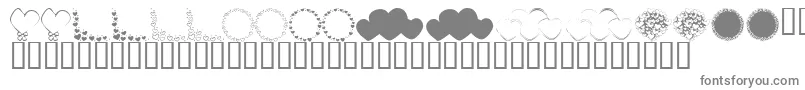 KrHeartsGalore-fontti – harmaat kirjasimet valkoisella taustalla
