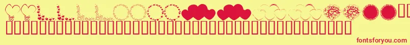 KrHeartsGalore-Schriftart – Rote Schriften auf gelbem Hintergrund