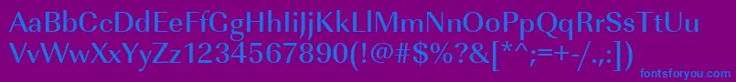 フォントUrwimperialtmed – 紫色の背景に青い文字