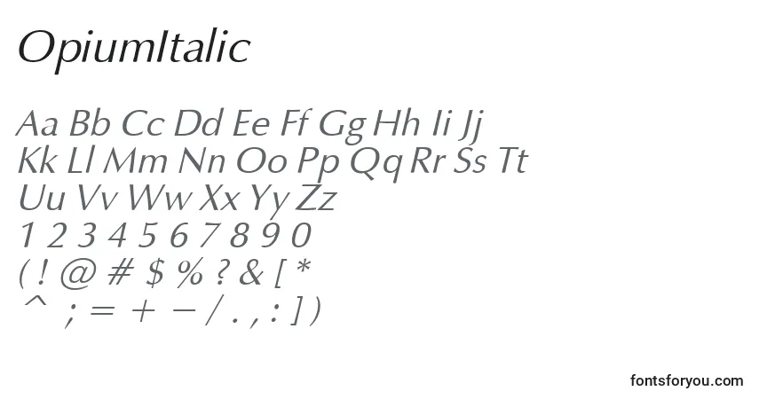 Шрифт OpiumItalic – алфавит, цифры, специальные символы
