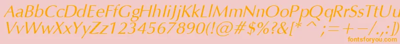 Fonte OpiumItalic – fontes laranjas em um fundo rosa