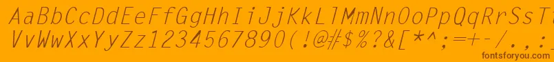 LettergothicItalic-Schriftart – Braune Schriften auf orangefarbenem Hintergrund