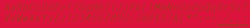 LettergothicItalic-Schriftart – Braune Schriften auf rotem Hintergrund