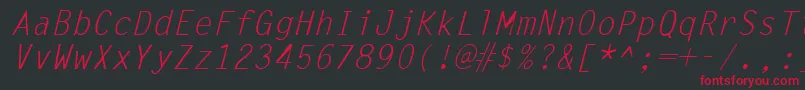 フォントLettergothicItalic – 黒い背景に赤い文字