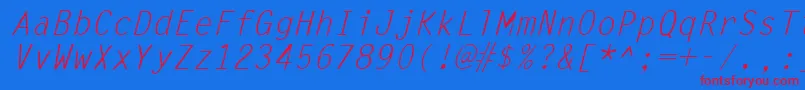 LettergothicItalic Font – Red Fonts on Blue Background