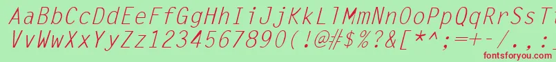 LettergothicItalic Font – Red Fonts on Green Background