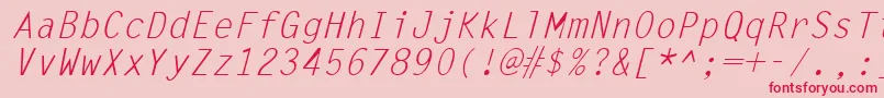 LettergothicItalic-Schriftart – Rote Schriften auf rosa Hintergrund