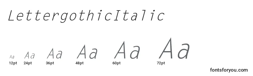 Размеры шрифта LettergothicItalic