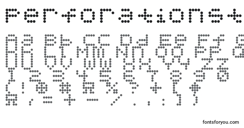 A fonte Perforationstrip – alfabeto, números, caracteres especiais