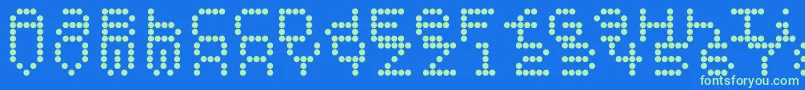 Perforationstrip-Schriftart – Grüne Schriften auf blauem Hintergrund